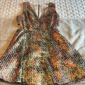 Alice + Olivia Orange Gold Fit and Flare Mini Dress